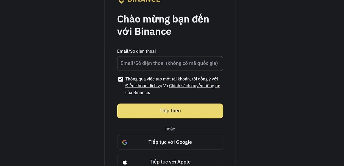 Giao diện Binance