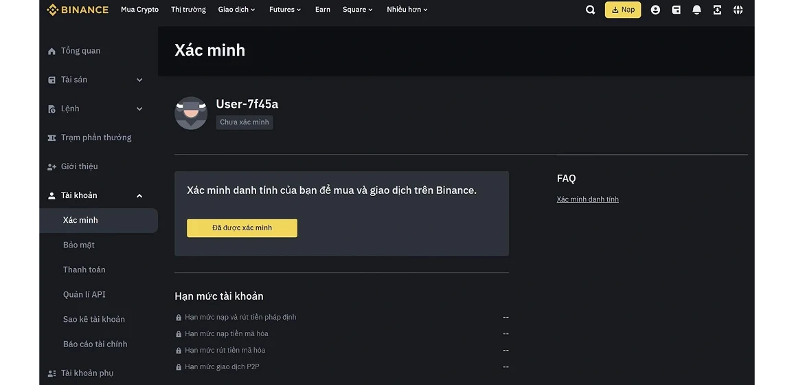 Giao diện Binance